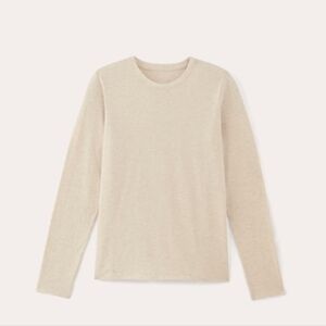 Everlane Women's The Slim Long-Sleeve Crew in Essential Cotton - Heathered Oat